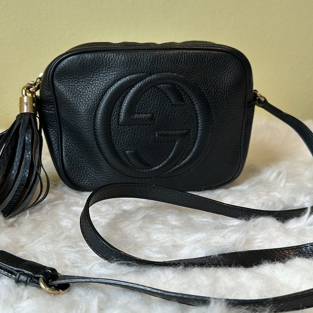 💯Authentic Gucci Soho Disco  Black Leather Crossbody Bag🍀